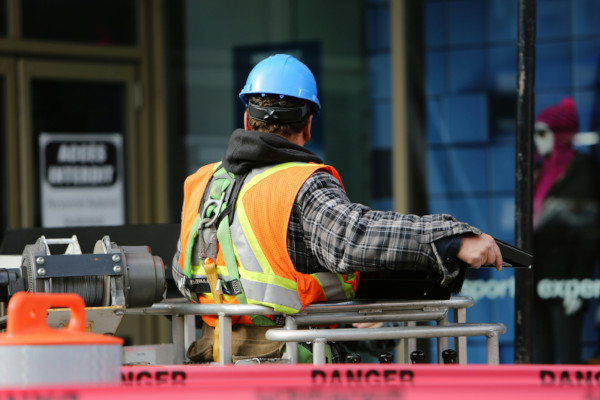 Construction industry member of staff at a building site